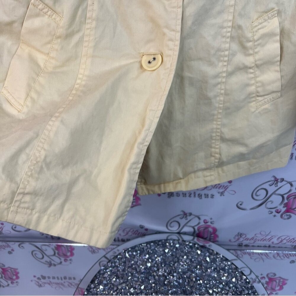 Pbi jacket coat pastel light Yellow Trench Coat button up floral interior - Picture 9 of 15